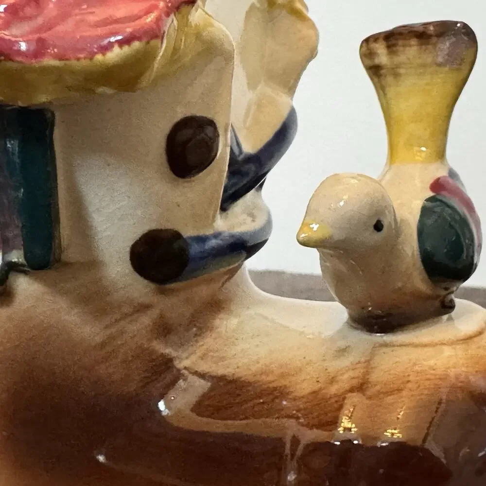 VTG Ceramic Planter Old Shoe Boot House Bird Japan Art Pottery Kitschy Decor